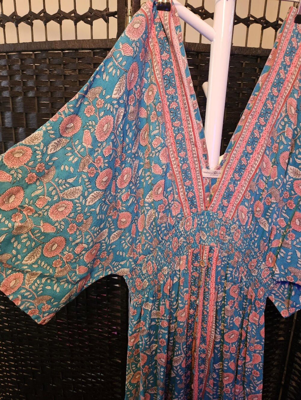 NATURAL LIFE Teal and Coral Floral Maxi Dress - Picture 4 of 4